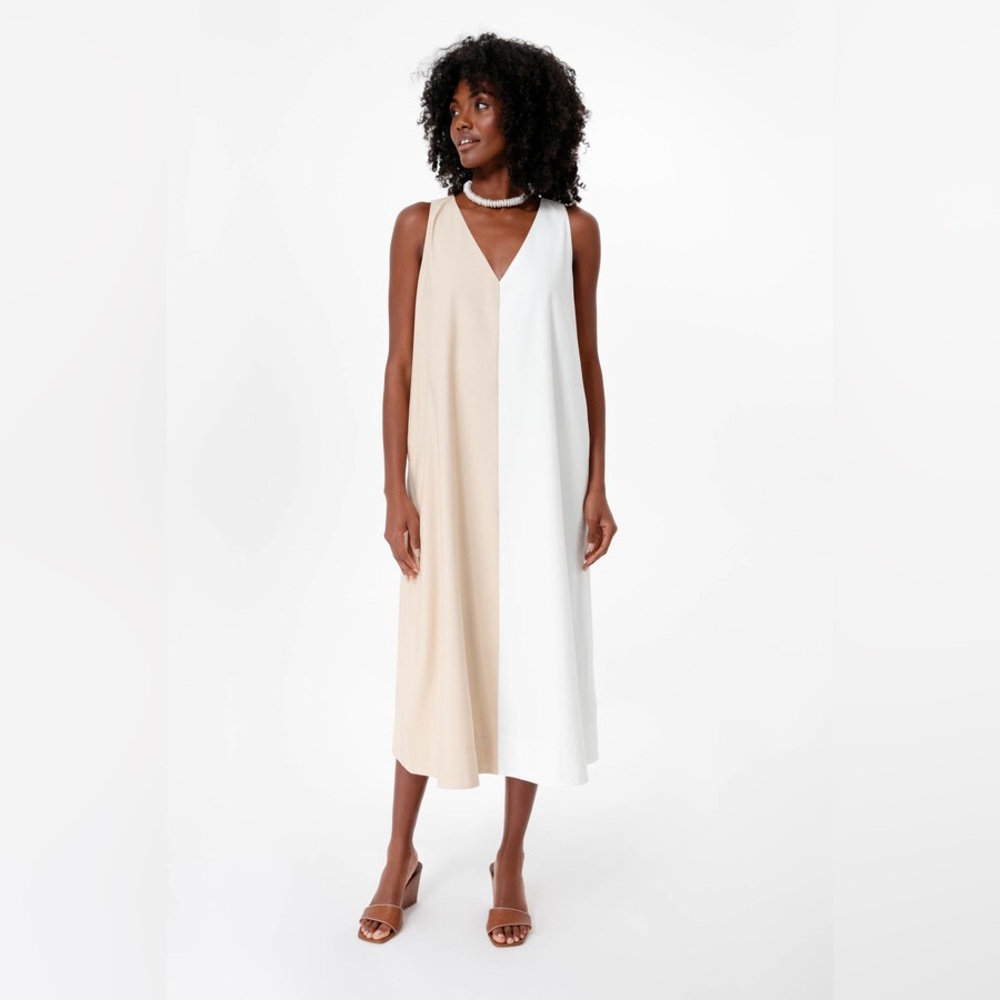 Pomander Place White and Tan Sallie Dress Size XS